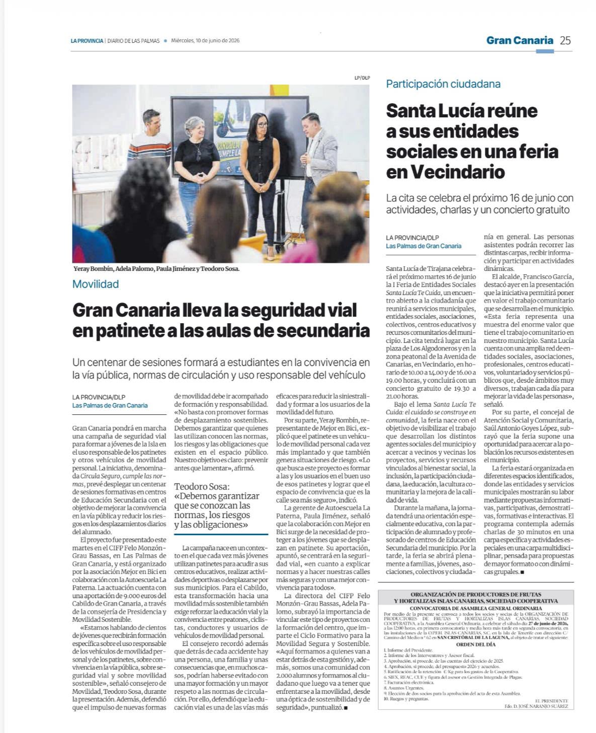 Recorte Noticia La Provincia - Autoescuela La Paterna